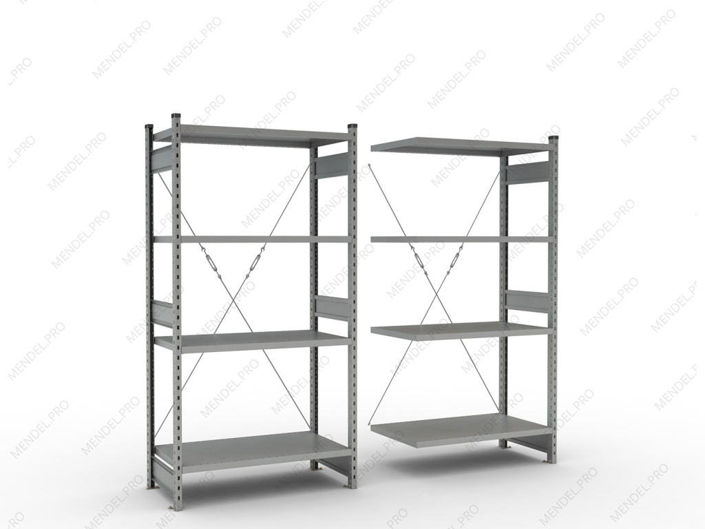 Стеллаж среднегрузовой на зацепах 2000х1300х800 (4 полки)