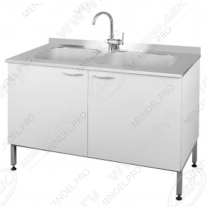 Мойка лабораторная глуб.ЛК-1500 СМС-Г (Сталь) (раковина - нерж. сталь, глубина 300 мм) (1500х600х850