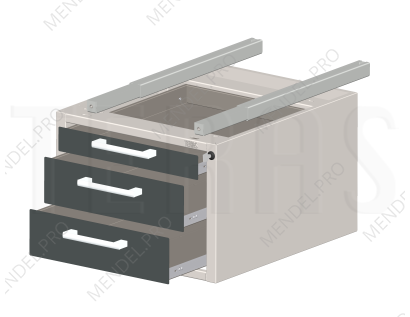 Подвесная тумба на 3 ящика c доводчиками