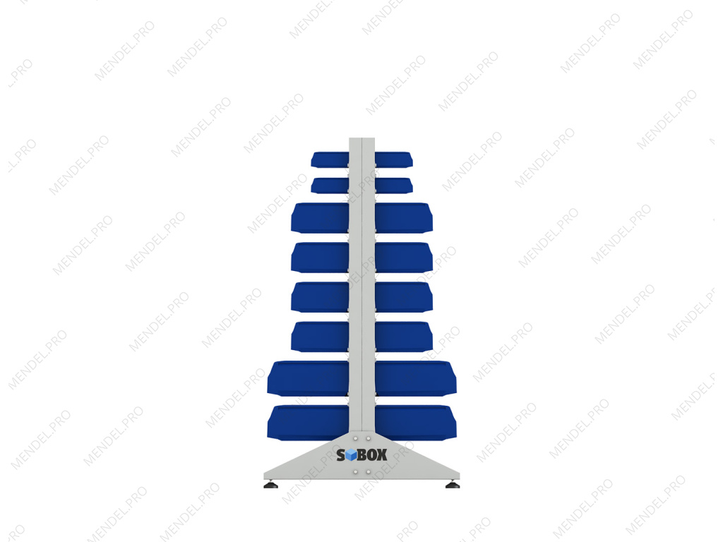 Стеллаж для пластиковых лотков S-BOX двухсторонний 1500x1000x800.06