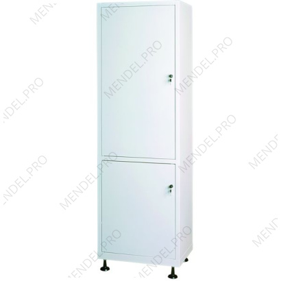 Шкаф медицинский металлический двухсекционный однодверный с дверками металл-металл для медикаментов ШМ-1.201-"Айболит"