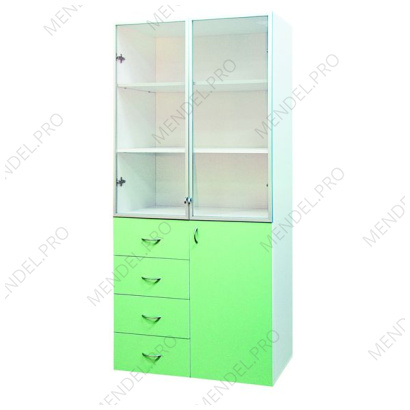 Шкаф медицинский двухсекционный двухдверный с ящиками Ш 2.02-"Айболит"