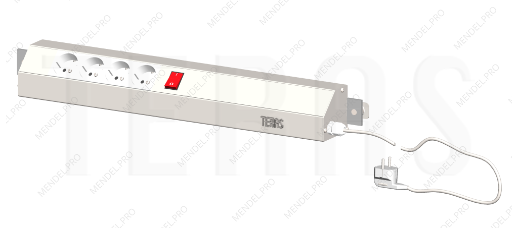 Панель электромонтажная 600 мм (выключатель, розетки 4 шт.)