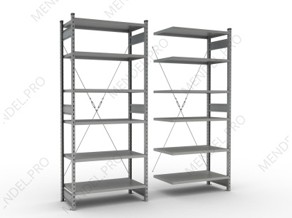 Стеллаж среднегрузовой на зацепах 2500х1000х400 (6 полок)