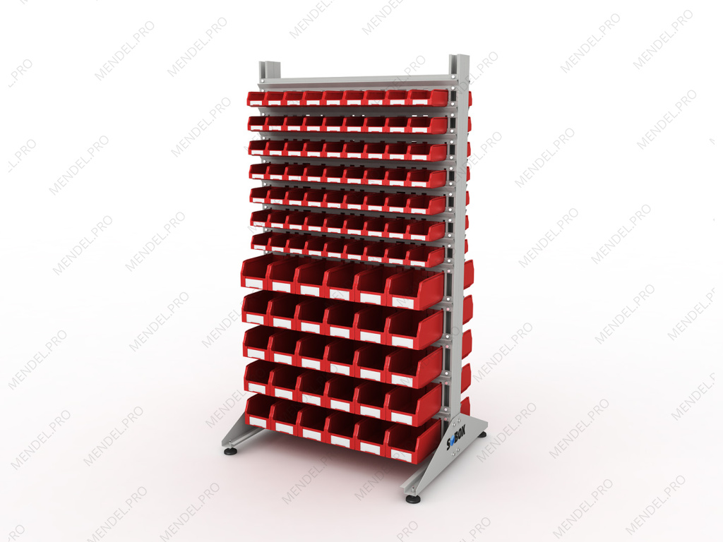 Стеллаж для пластиковых лотков S-BOX двухсторонний 1800x1000x800.04