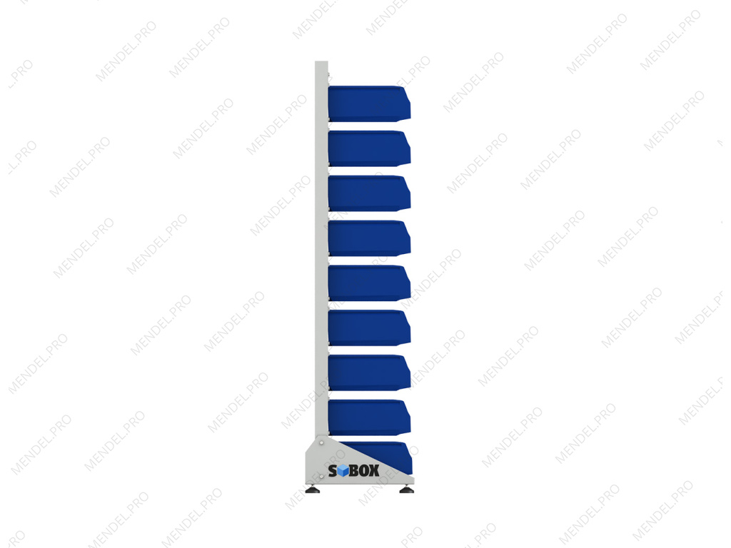 Стеллаж для пластиковых лотков S-BOX односторонний 1800x1000x450.03