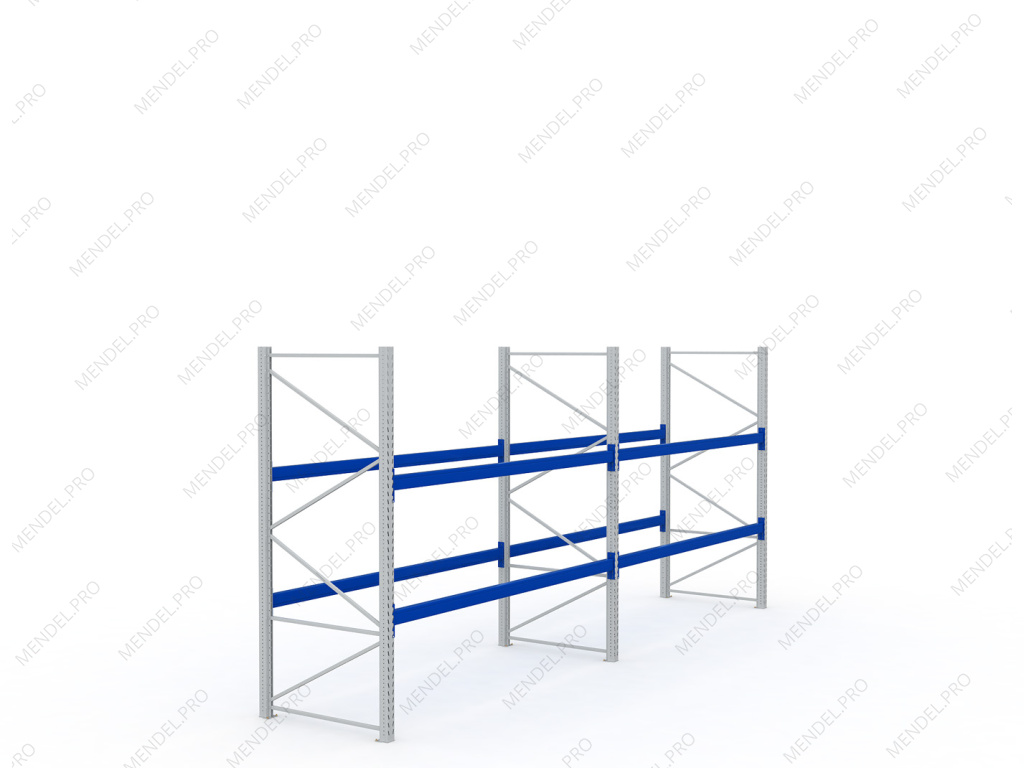 Стеллаж паллетный (фронтальный) 2500х2700х1100 (P130х50х1,5)