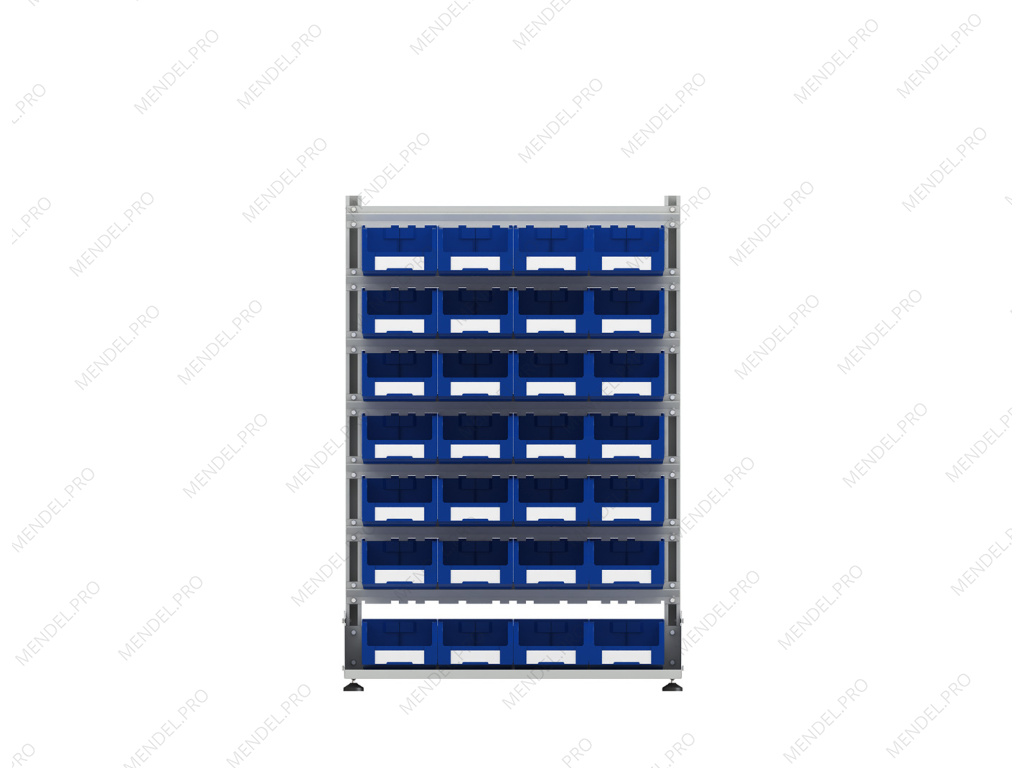 Стеллаж для пластиковых лотков S-BOX односторонний 1500x1000x450.03