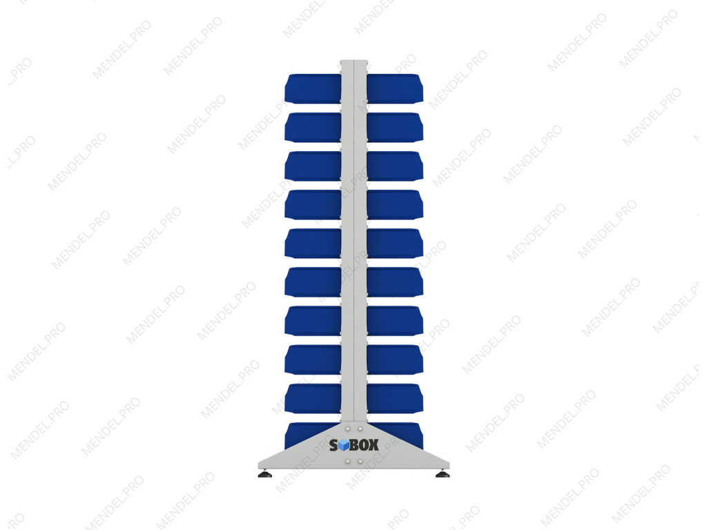 Стеллаж для пластиковых лотков S-BOX двухсторонний 1800x1000x800.02