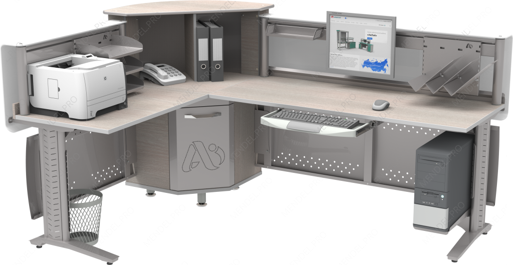 Стол медицинский для врача с встроенной тумбой СКВ-1 (исп. СКВ-3-.1-2115+опции (вариант № 5))