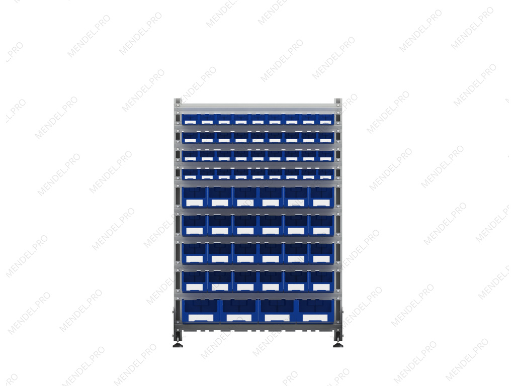 Стеллаж для пластиковых лотков S-BOX односторонний 1500x1000x450.05