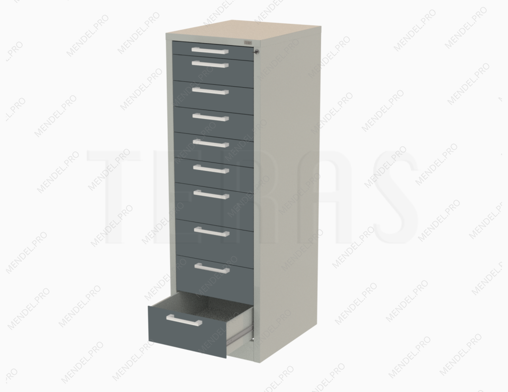 Тумба на 10 ящиков 500x1520x590 мм (цвет RAL7035/7012)