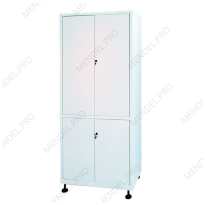 Шкаф медицинский металлический двухсекционный двухдверный с дверками металл-металл для медикаментов ШМ-2.201-"Айболит"