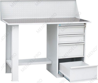 Верстак слесарный однотумбовый(4 ящика), с экраном