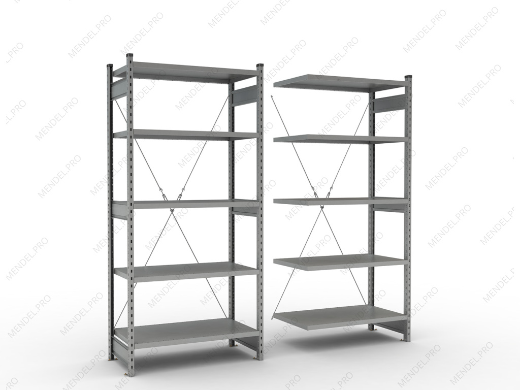 Стеллаж среднегрузовой на зацепах 2300х1300х600 (5 полок)
