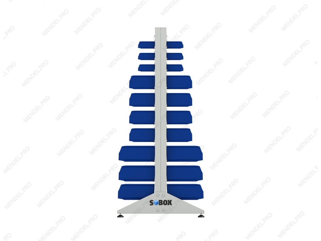 Стеллаж для пластиковых лотков S-BOX двухсторонний 1800x1000x800.05