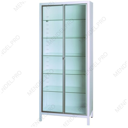 Шкаф медицинский металлический односекционный двухдверный с дверками стекло для медикаментов ШМ- 2.304-"Айболит"