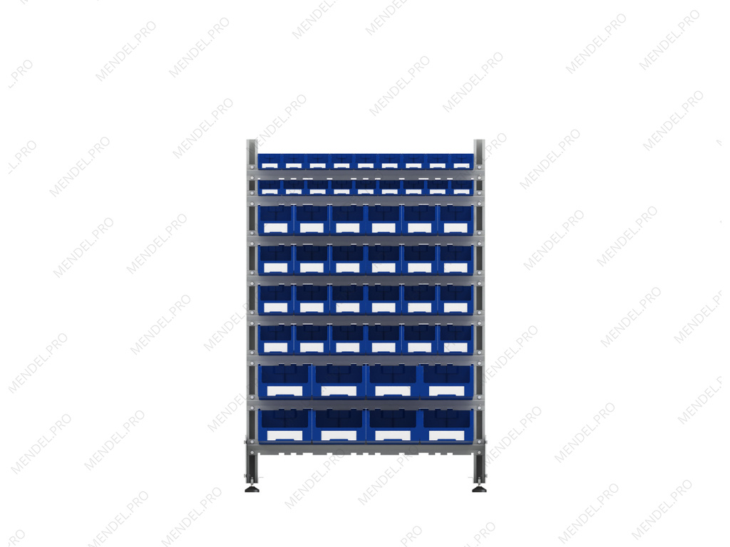 Стеллаж для пластиковых лотков S-BOX односторонний 1500x1000x450.06