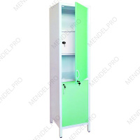 Шкаф медицинский металлический двухсекционный однодверный с дверками металл-металл и сейфом для медикаментов ШМ-1.300-"Айболит"