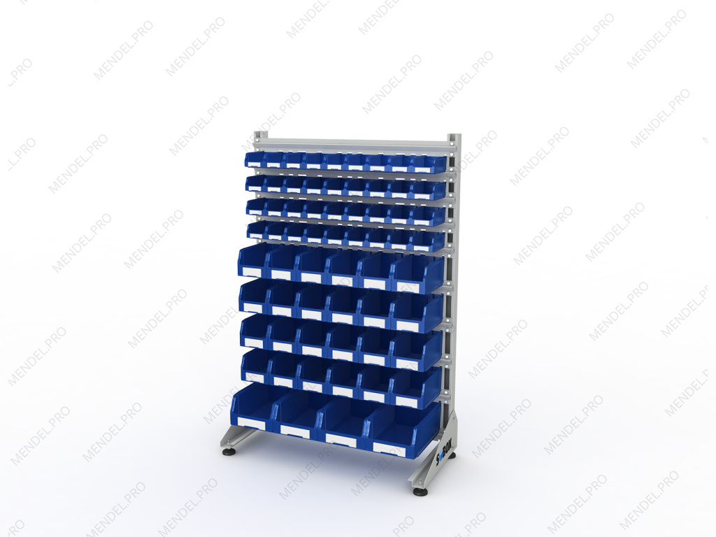 Стеллаж для пластиковых лотков S-BOX односторонний 1500x1000x450.05