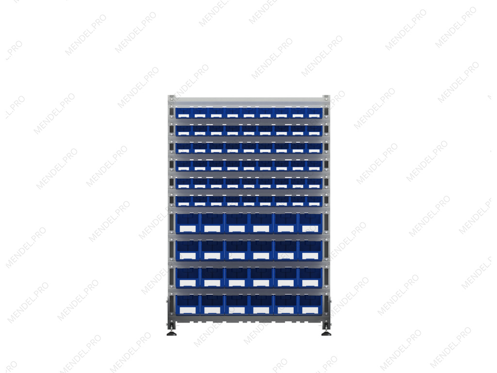 Стеллаж для пластиковых лотков S-BOX односторонний 1500x1000x450.04