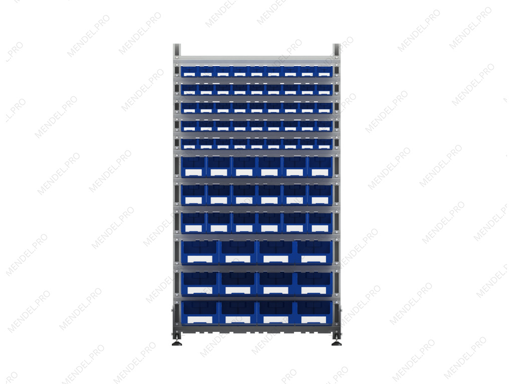 Стеллаж для пластиковых лотков S-BOX односторонний 1800x1000x450.06