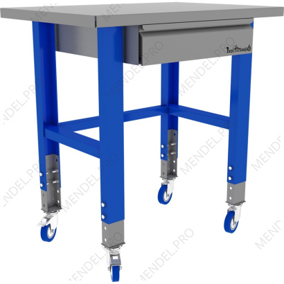 Стол металлический промышленный 1000 мм. PROFFI (RAL5005 и RAL7024) на колесах