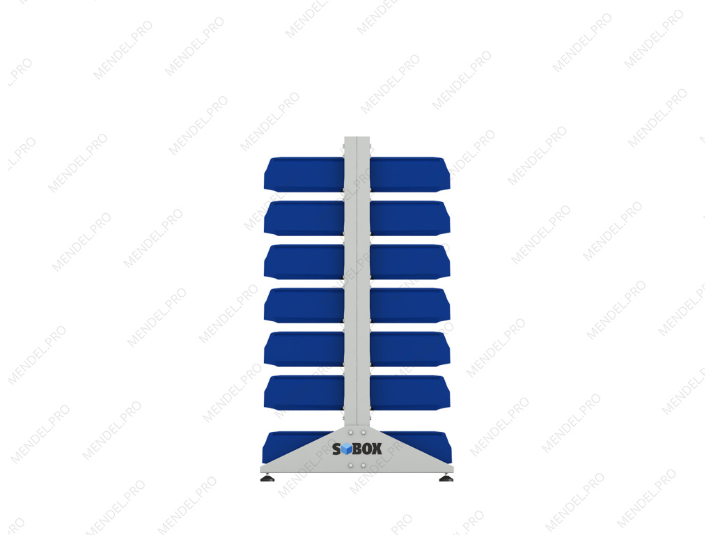 Стеллаж для пластиковых лотков S-BOX двухсторонний 1500x1000x800.03