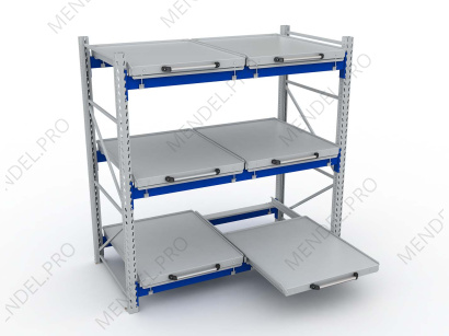 Стеллаж с выкатными платформами S-HEAVY 500 (3 яруса хранения)