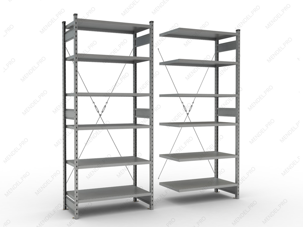 Стеллаж среднегрузовой на зацепах 2500х1000х400 (6 полок)