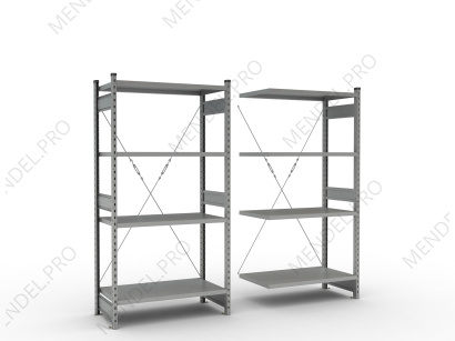 Стеллаж среднегрузовой на зацепах 2000х1300х800 (4 полки)