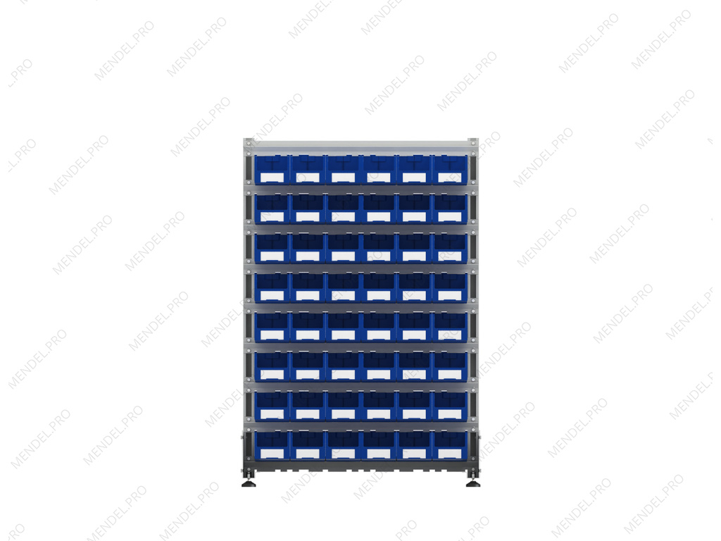 Стеллаж для пластиковых лотков S-BOX двухсторонний 1500x1000x800.02