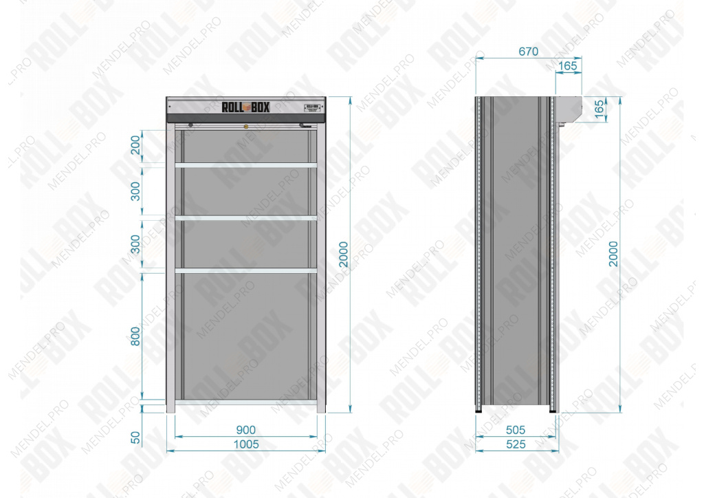 Металлический роллетный шкаф ROLL-BOX SIMPLE 10.05.5.V1
