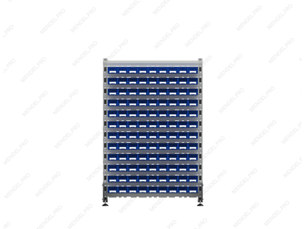 Стеллаж для пластиковых лотков S-BOX односторонний 1500x1000x450.01