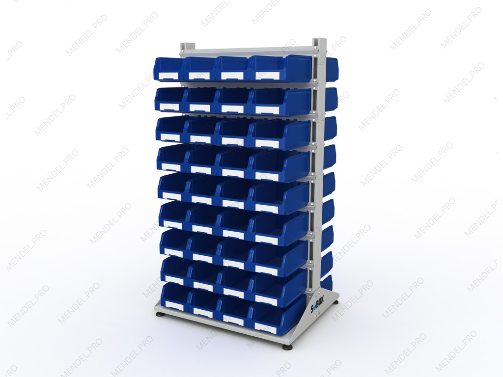 Стеллаж для пластиковых лотков S-BOX двухсторонний 1800x1000x800.03