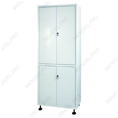 Шкаф медицинский металлический двухсекционный двухдверный с дверками металл-металл для медикаментов ШМ-2.101-"Айболит"