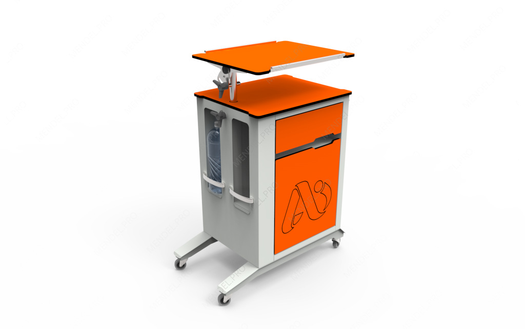 Тумба медицинская прикроватная ТМП-02.6-"Айболит" со столиком, пластик