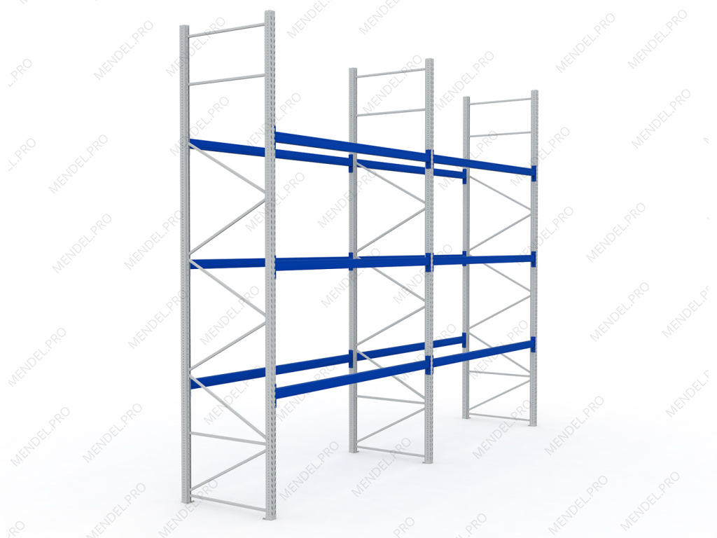Стеллаж паллетный (фронтальный) 4500х2700х1100 (P90х50х1,5)