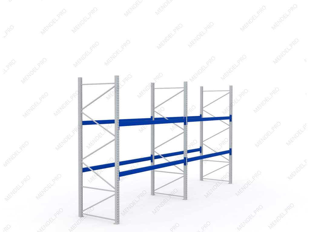 Стеллаж паллетный (фронтальный) 3000х2700х1100 (P130х50х1,5)
