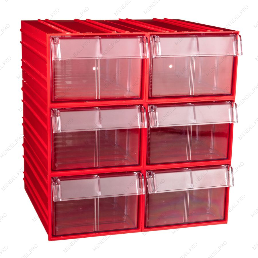 Пластиковый короб Стелла-техник C-2-К6-красный-прозрачный