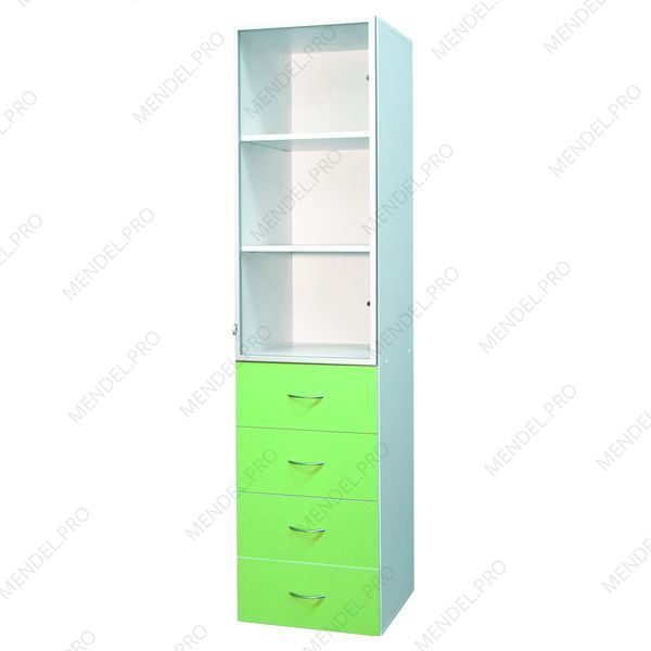 Шкаф медицинский двухсекционный однодверный с ящиками Ш 1.02-"Айболит"