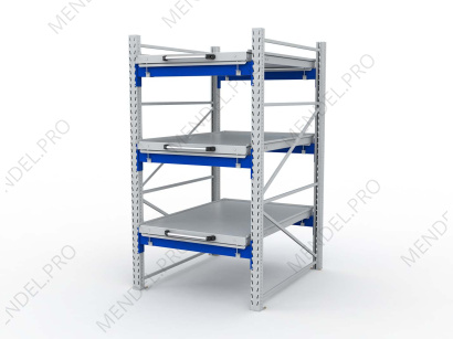 Стеллаж с выкатными платформами S-HEAVY 1000/900 (3 яруса хранения)