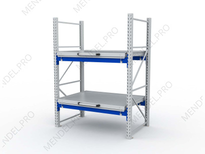 Стеллаж с выкатными платформами S-HEAVY 1000/1300 (2 яруса хранения)