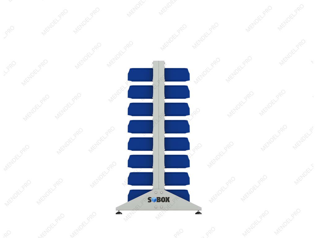 Стеллаж для пластиковых лотков S-BOX двухсторонний 1500x1000x800.02