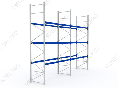 Стеллаж паллетный (фронтальный) 4500х2700х1100 (P90х50х1,2)