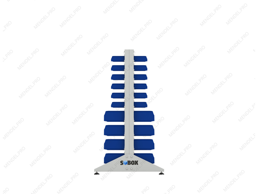 Стеллаж для пластиковых лотков S-BOX двухсторонний 1500x1000x800.04