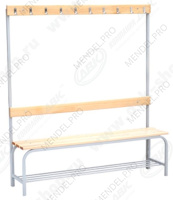 Скамья д/спорт.разд. одностор. с полкой для обуви 1500(Липа)