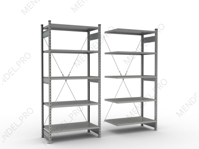 Стеллаж среднегрузовой на зацепах 2300х1000х600 (5 полок)