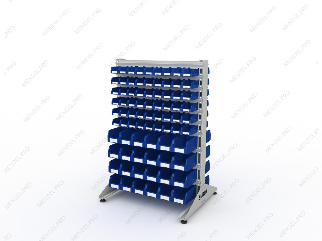 Стеллаж для пластиковых лотков S-BOX двухсторонний 1500x1000x800.04