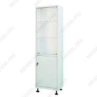 Шкаф медицинский металлический двухсекционный однодверный с дверками металл-стекло для медикаментов ШМ-1.102-"Айболит"